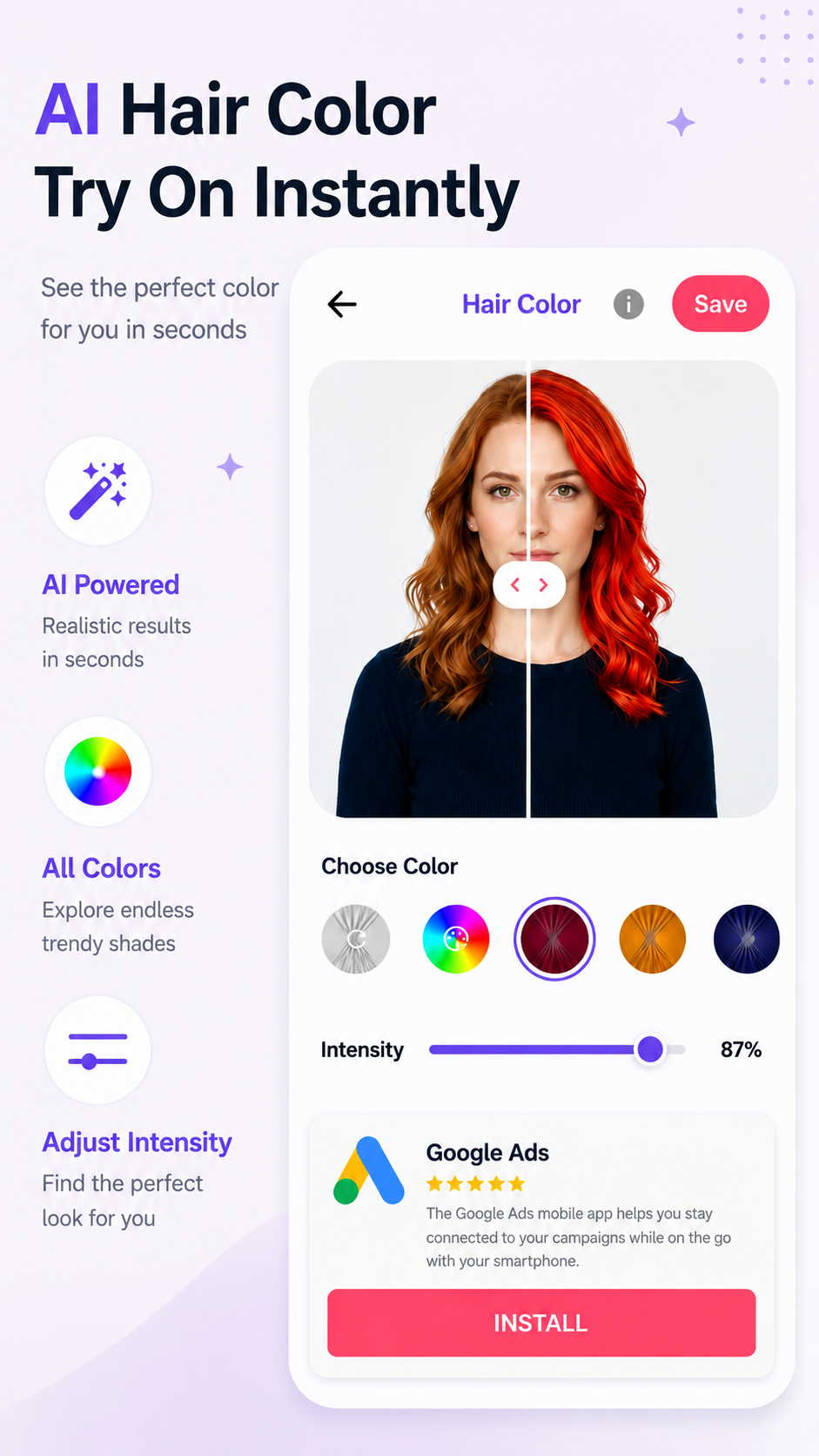 AI Hair Color & Eye Color splash screen