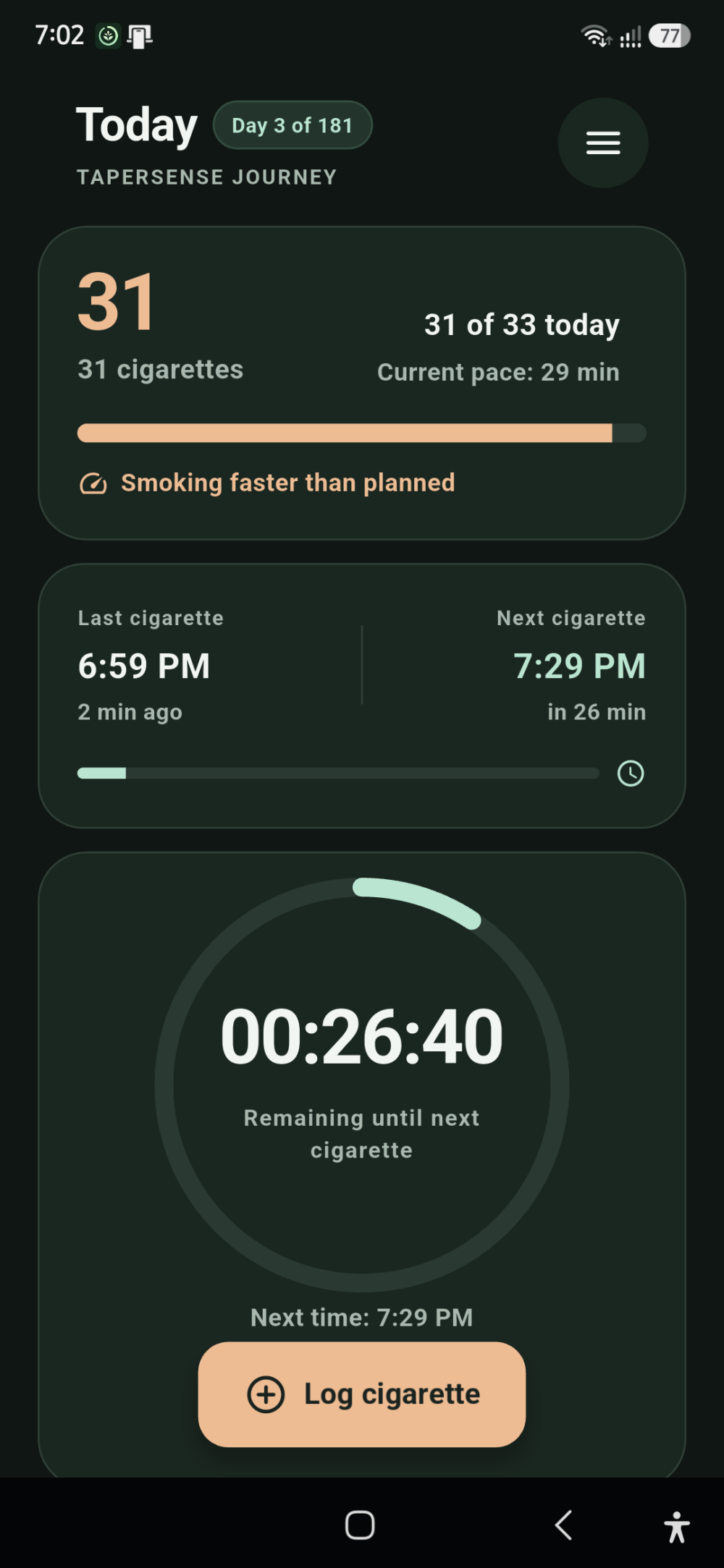 Taper Sense: Stop Smoking Slowly splash screen