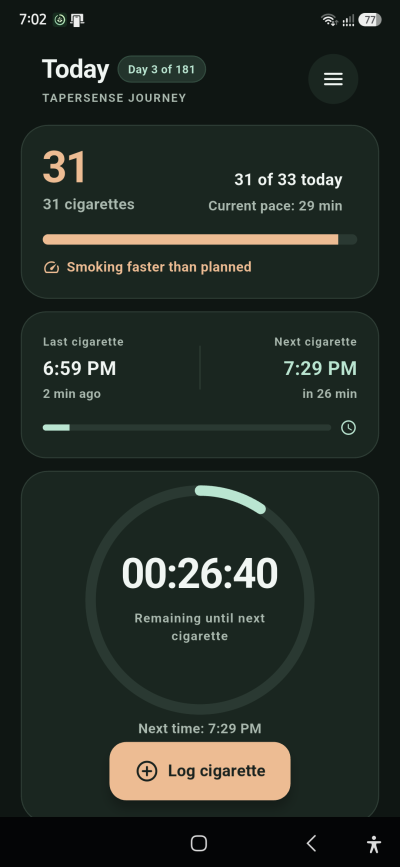 Taper Sense: Stop Smoking Slowly screenshot 1