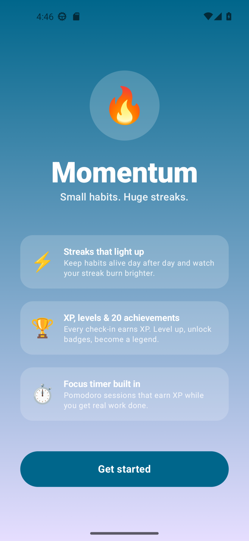 Momentum splash screen