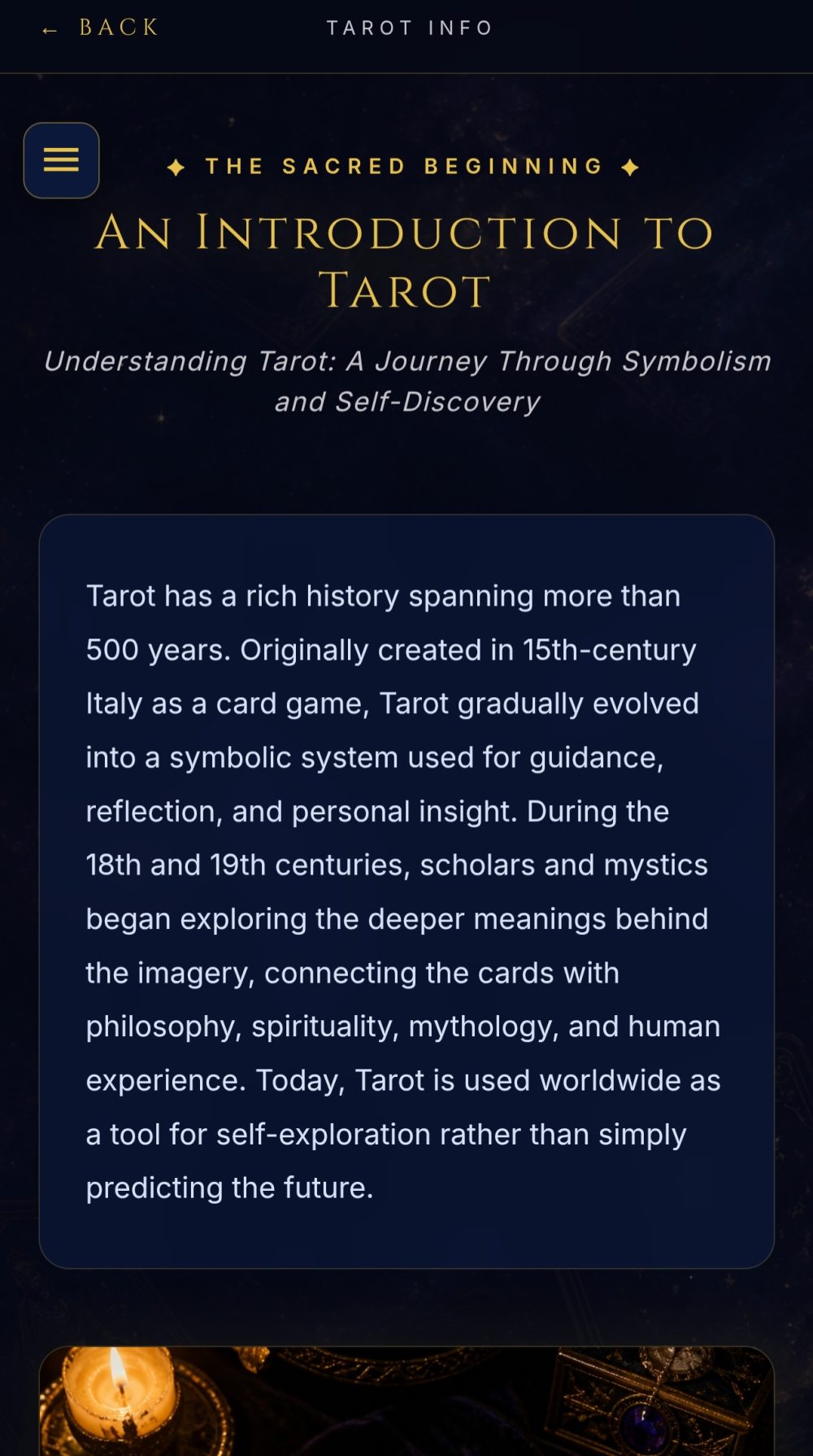 Soul Seeker Tarot splash screen