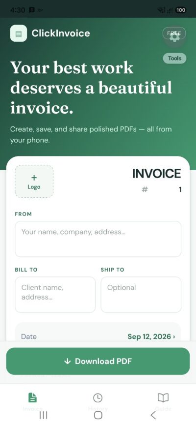 ClickInvoice screenshot 1